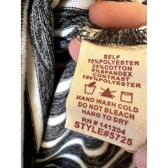 Hem & Thread Striped Pullover Knit Top Sz L with Boho Floral Side Ties Bohemian - Picture 6 of 6